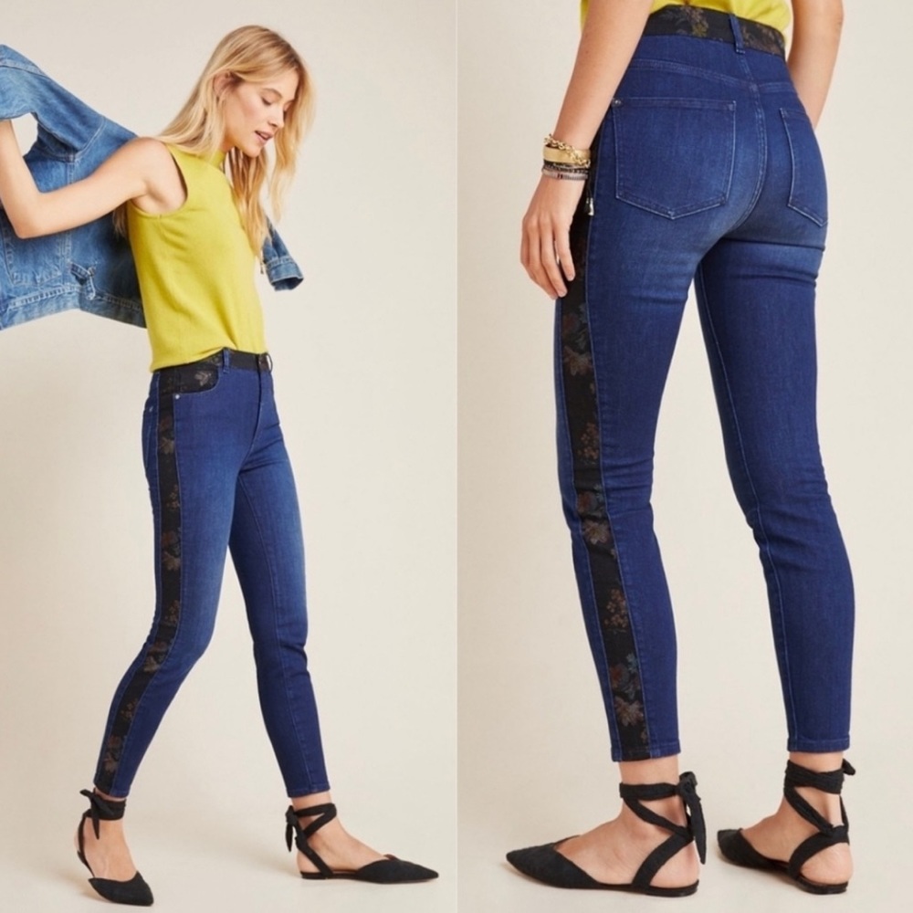 Anthropologie Pilcro Ultra High-Rise Floral Contrast Jean 27 NWT Retro Tapestry